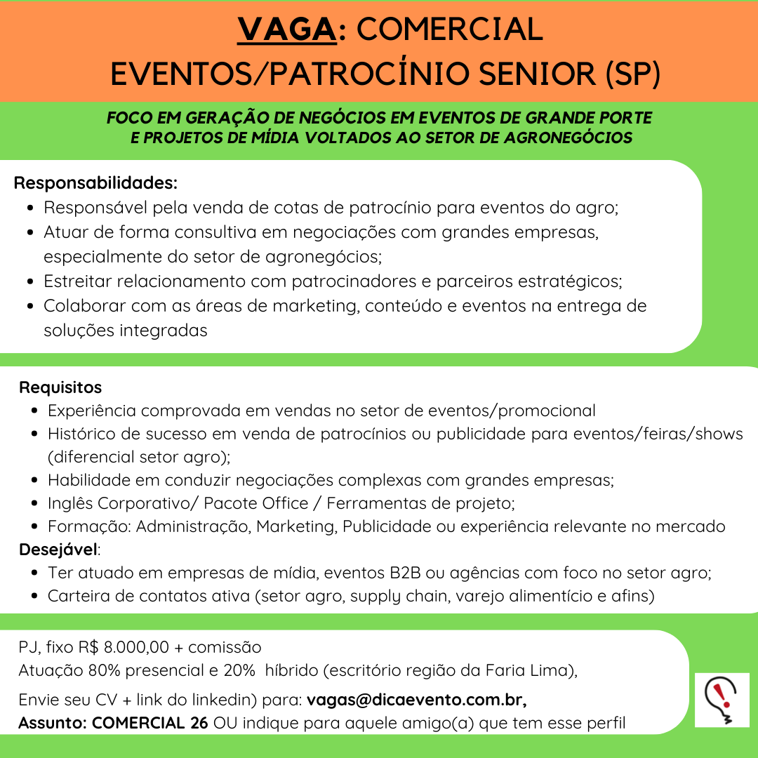 EXECUTIVO COMERCIAL SENIO EVENTOS