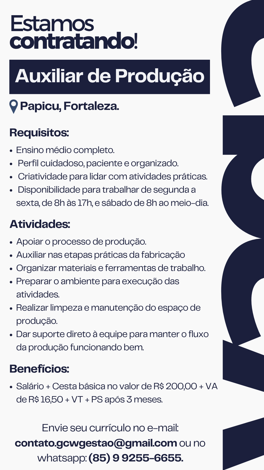 Auxiliar de Produção (Papicu)