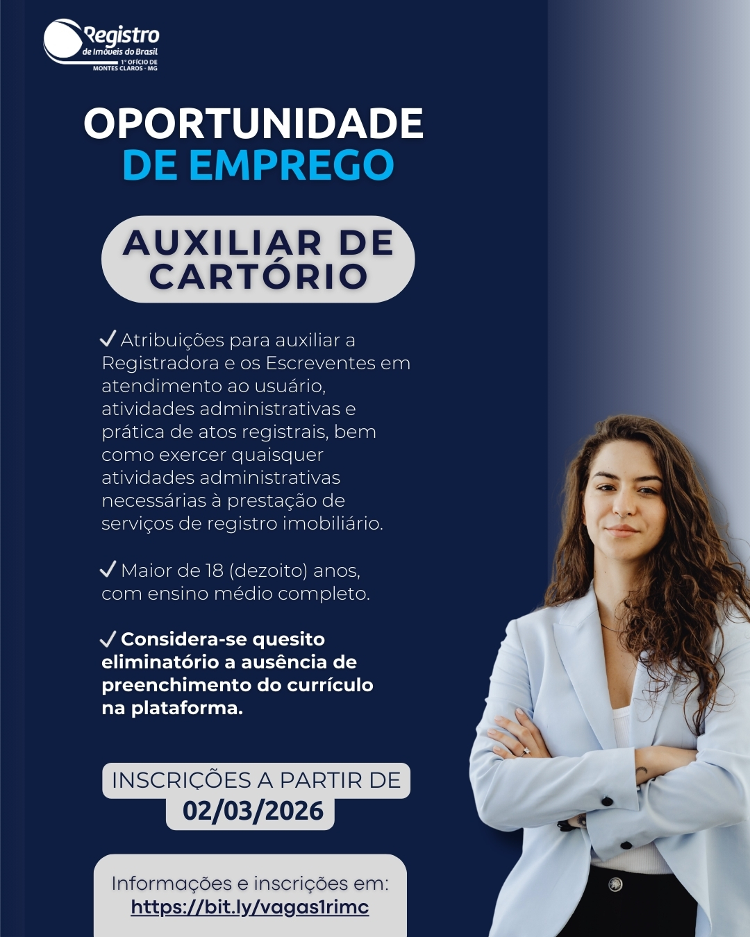 Auxiliar de Cartório 03/2026 | 1º Registro de Imóveis de Montes Claros ...